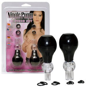 Dwie pompki do powiększania sutków z pierścieniami Nipple Pump 10 Piece Set 118265