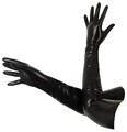 Błyszczące długie lateksowe rękawiczki czarne S 342150