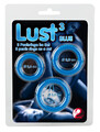 Trzy silikonowe pierścienie erekcji Lust 3 Blue 504300