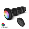 POSUWISTY KOREK ANALNY Z WIBRACJAMI LED RGB ŚWIECI + PILOT RC 800680