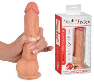 NATURALNY PENIS Z JĄDRAMI RUCH OBROTOWY I WIBRACJE DILDO USB 609314