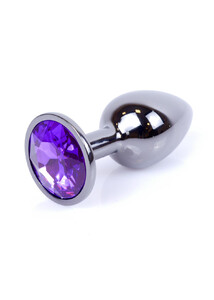 Metalowy korek analny Dark Silver Plug Purple S 64-00034