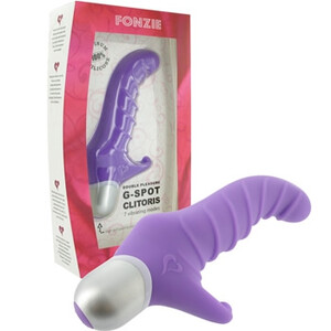 Silikonowy wibrator z prążkami do punktu-G i łechtaczki FeelzToys Fonzie Purple 7 funkcji E21309