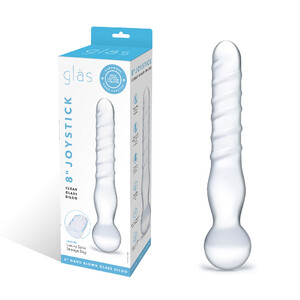 Szklane dildo z prążkami analno-waginalne Gläs Joystick 063460