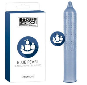 Kropkowane prezerwatywy Secura Blue Pearl 12 szt. 416233