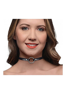 Srebrny Naszyjnik z Kołem Fetysz BDSM O-Ring Choker 045713