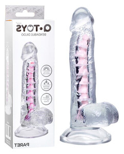 ELASTYCZNY ŻELOWY PENIS NA PRZYSSAWCE Z JĄDRAMI I KRĘGAMI DILDO PARET 18 CM 855298