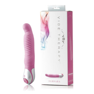Duży silikonowy wibrator z prążkami stymulujący punkt-G Vibe Therapy Samsara Pink 7 funkcji 000402