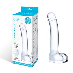 Szklany penis z jądrami GLAS DILDO 7 cali 219249