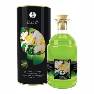 Organiczny jadalny olejek do masażu erotycznego Shunga Intimate Kisses Zielona Herbata 100 ml 21005
