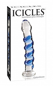 Szklany penis z prążkami Dildo ICICLES No. 5 PD2905-00