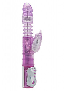Wibrator rotacyjny z ruchem posuwistym i stymulatorem łechtaczki Toy Joy Up And Down Purple 10 funkcji 485892