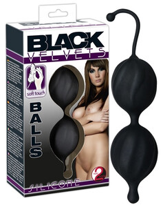 Czarne silikonowe kulki gejszy z prążkami Black Velvets Silicone Balls 521523