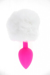 Różowy silikonowy mały korek analny z ogonkiem Fluffy 8-00044