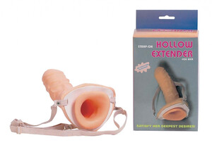 Gruba proteza penisa na szelkach pusta w środku Strap-On Hollow Extender For Men 3977