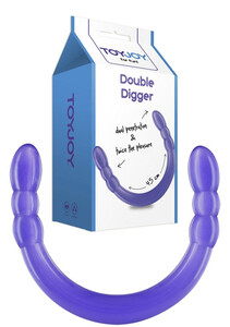 Podwójny żelowy penis Dildo Double Digger Dong fiolet 459220