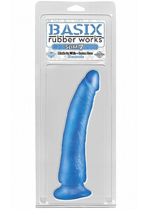 Realistyczny żelowy penis z przyssawką BASIX SLIM 7 cali NIEBIESKI PD4223-14