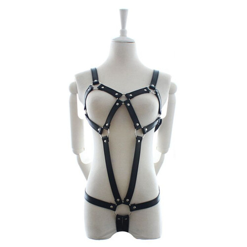 SKÓRZANE BODY OTACZAJĄCE BIUST KROCZE BDSM 904297