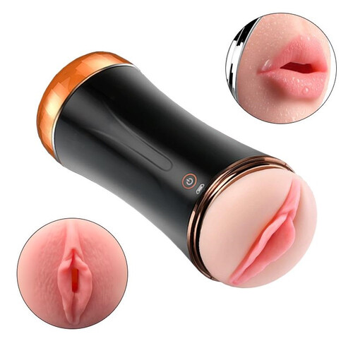 SZTUCZNA POCHWA Z USTAMI MASTURBATOR 10 PROGRAMÓW USB FOXSHOW BLACK 609887