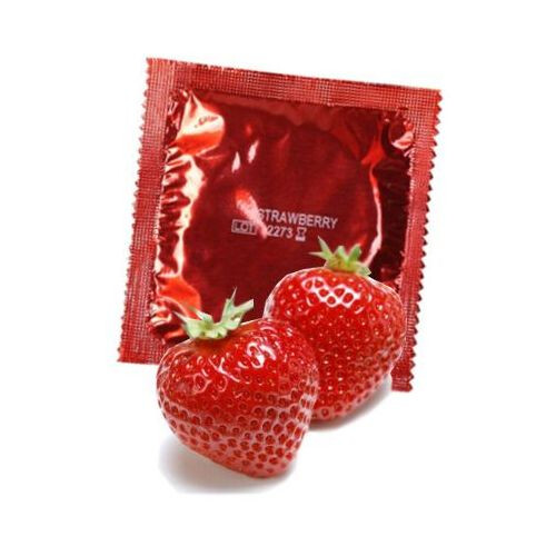 Czerwone Prezerwatywy o Smaku Truskawkowym Amor 1 sztuka 8684-4