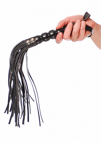 CZARNY SOLIDNY SKÓRZANY PEJCZ PIPEDREAM FETISH BEADED CAT-O-NINE TAILS BLACK PD3703-00