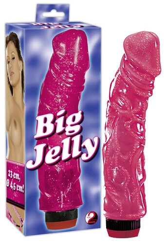 Duży i gruby żylasty żelowy wibrator Penis Big Jelly różowy 550353