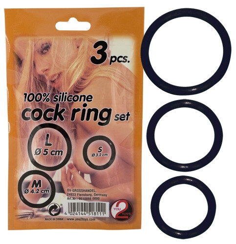 Trzy pierścienie erekcji na penisa Silicone Cock Ring Set 510866